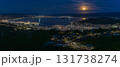 ニュージーランド　ウェリントンのブルックリン・アーミーバンカーの丘から見える夜景と満月 131738274