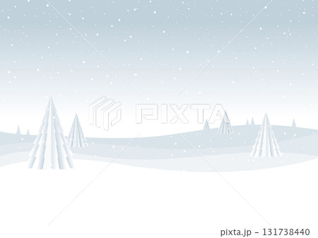 白いツリーと丘の白い風景 白いツリーと丘の白い風景 131738440