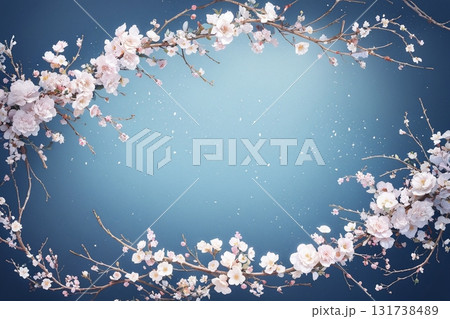 雪とブルートーンのシンプルな枠デザイン 雪とブルートーンのシンプルな枠デザイン 131738489