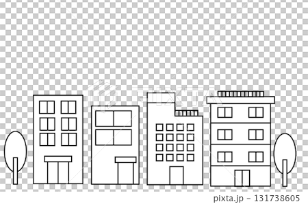 シンプルな街並みの線画アイコン 131738605