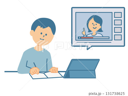 動画で学習する子供のイラスト 131738625
