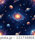 Cosmic Galaxy Scene with Planets Stars and Vibrant Nebula Background 131738868