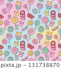 Cute and Colorful Seamless Pattern of Candy Sweet Treats and Candies 131738870