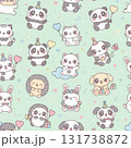 Cute Animal Kawaii Seamless Pattern Background for Fabric and Textile Design 131738872