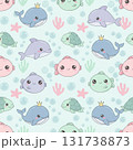 Cute ocean animals seamless pattern in pastel colors background design 131738873