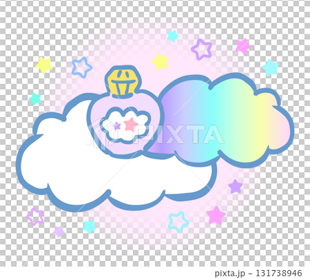可愛的雲裝飾設計“彩虹雲和可愛的瓶子” 可愛的雲裝飾設計“彩虹雲和可愛的瓶子” 131738946