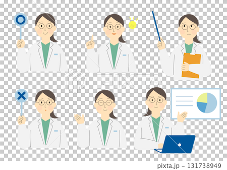 Illustration material set of doctors explaining and commenting Illustration material set of doctors explaining and commenting 131738949