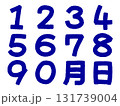 カレンダーに使える手書き風数字 青 カレンダーに使える手書き風数字 青 131739004