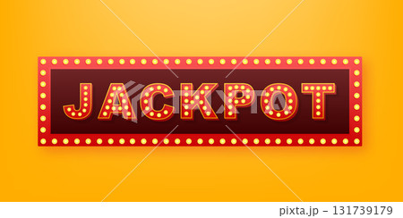 Jackpot light board retro sign shining bright Jackpot light board retro sign shining bright 131739179