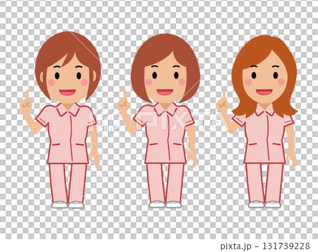 A female nurse in a pink uniform posing as number one A female nurse in a pink uniform posing as number one 131739228