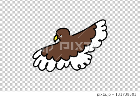 飛んでいる鷹のイラスト　縁起物　年賀状素材 131739303