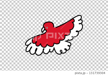 飛んでいる鷹のイラスト　縁起物　年賀状素材　紅白 131739304