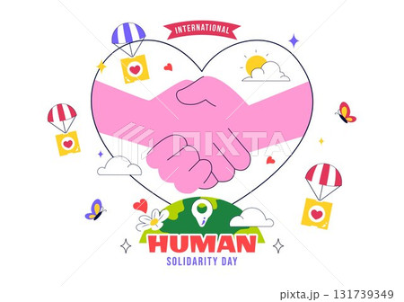 International Human Solidarity Day Vector Illustration Featuring Earth, Hands, and Love Symbols Representing Unity, Help, and Support for People International Human Solidarity Day Vector Illustration Featuring Earth, Hands, and Love Symbols Representing Unity, Help, and Support for People 131739349