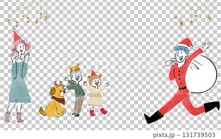 クリスマスを楽しむ幸せそうな家族のクリスマスイメージイラスト 131739503