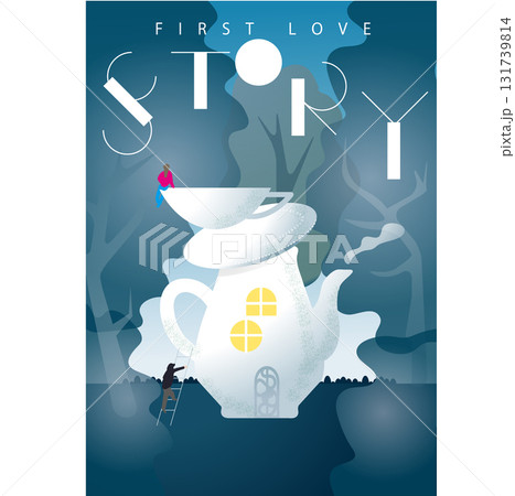 森のティーポットの家 恋人を待つ女 幻想的なフラットイラスト 小説表紙・デザイン・ベクターイラスト2 森のティーポットの家 恋人を待つ女 幻想的なフラットイラスト 小説表紙・デザイン・ベクターイラスト2 131739814