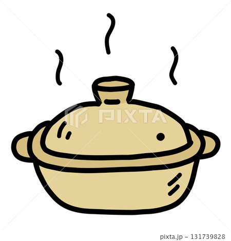 手描きのシンプルでかわいい土鍋のイラスト 131739828