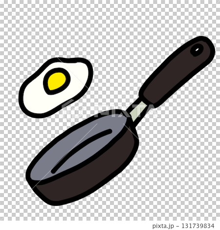 手描きのシンプルでかわいいフライパンのイラスト 131739834