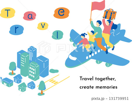 飛行機に乗る家族 131739951