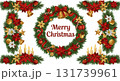 華やかなクリスマスリースとガーランドの装飾セット 131739961