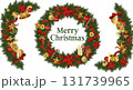 華やかなクリスマスリースとガーランドの装飾セット 131739965