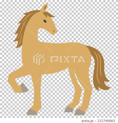 振り返る茶色い馬のイラスト 131740063