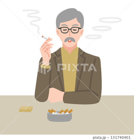 タバコを吸う高齢男性 タバコを吸う高齢男性 131740401