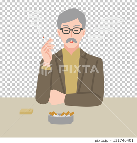 タバコを吸う高齢男性 タバコを吸う高齢男性 131740401