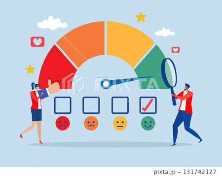 Business Analysts Evaluating Customer Sentiment business people analyze social sentiment dashboard.positive review, social voice, rating or opinion report, reaction or survey concept, vector Business Analysts Evaluating Customer Sentiment business people analyze social sentiment dashboard.positive review, social voice, rating or opinion report, reaction or survey concept, vector 131742127