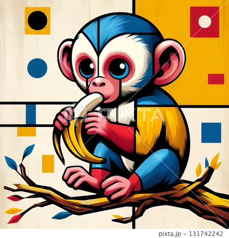 abstract painting of a monkey with Generative AI. 131742242