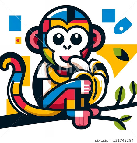 abstract painting of a monkey with Generative AI. abstract painting of a monkey with Generative AI. 131742284
