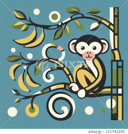 abstract painting of a monkey with Generative AI. abstract painting of a monkey with Generative AI. 131742285