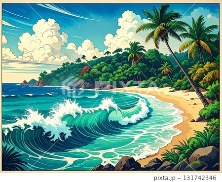 南国のビーチリゾート イラスト 南国のビーチリゾート イラスト 131742346
