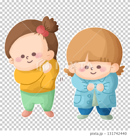 兒童自己換衣服的插畫 兒童自己換衣服的插畫 131742440