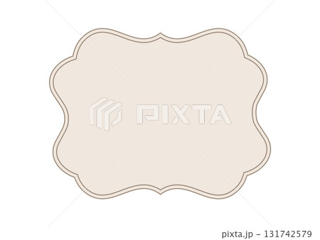 シンプルなクラシックなフレーム枠イラスト素材　レトロなベージュ黒　二重線ライン　ベクターpng透明 131742579