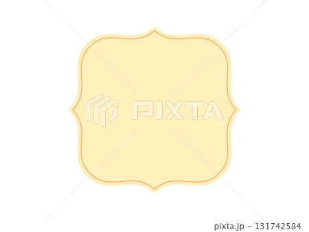 レトロなフレーム枠　イラスト素材　アンティーク　シンプルな黄色い四角曲線　ベクターpng透明 131742584