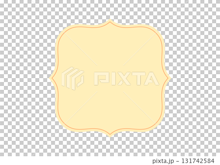 レトロなフレーム枠　イラスト素材　アンティーク　シンプルな黄色い四角曲線　ベクターpng透明 131742584