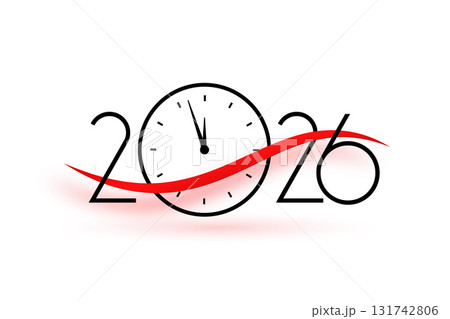 isolated 2026 new year thin logotype with clock design isolated 2026 new year thin logotype with clock design 131742806
