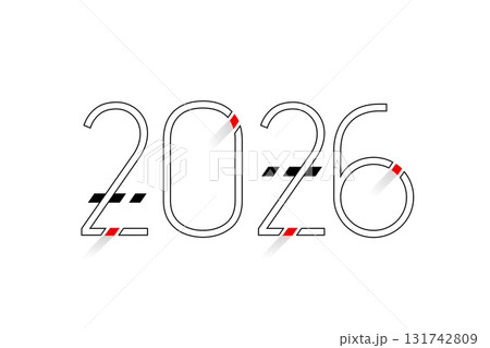 line art 2026 new year logo text with empty space 131742809