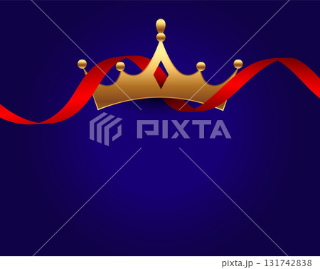majestic golden crown background with red ribbon design 131742838