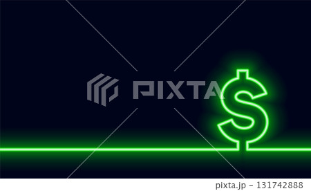neon style glowing USD dollar sign wallpaper with text space 131742888