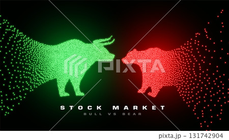 particle style bull vs bear stock market trade background 131742904