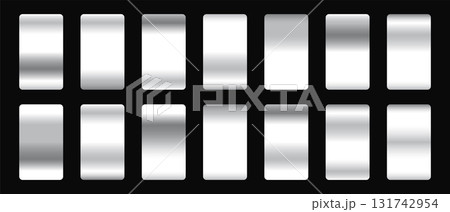 set of metallic steel or platinum gradient palette element design 131742954