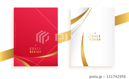 set of premium booklet cover layout with golden touch 131742956