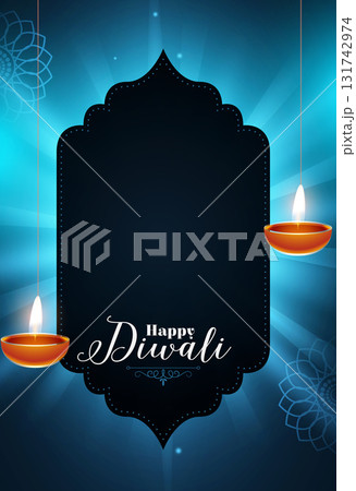 shubh diwali celebration poster with hanging diya shubh diwali celebration poster with hanging diya 131742974