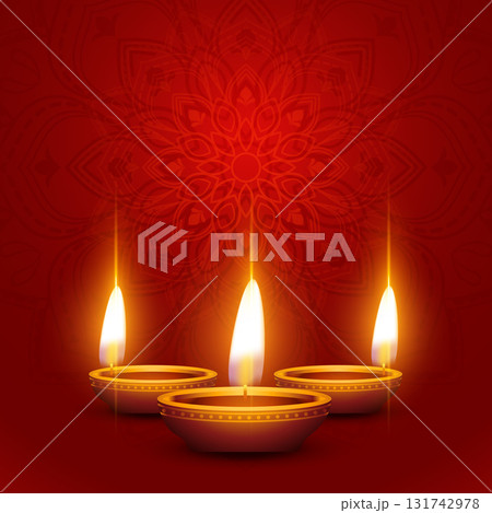 shubh diwali diya red background with text space 131742978