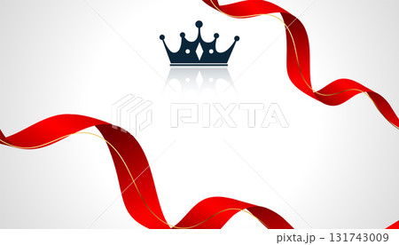stylish royal crown background with red ribbon for royal inauguration 131743009