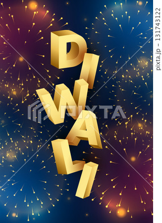 3d style golden shubh diwali firework celebration template 131743122