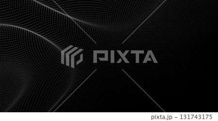 wavy style abstract big particle dark banner in flow motion 131743175