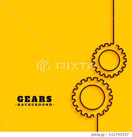 black cog and gear wheel symbol on yellow background black cog and gear wheel symbol on yellow background 131743537