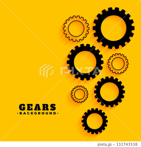black cogs wheel on yellow background design black cogs wheel on yellow background design 131743538